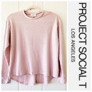 Project Social T Blush Pink Waffle Knit Top